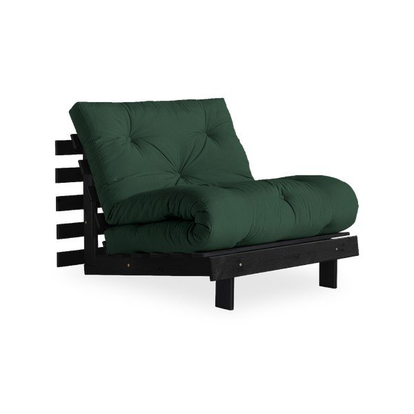 Rozkladacie kreslo s tmavozeleným poťahom Karup Design Roots Black/Forest Green