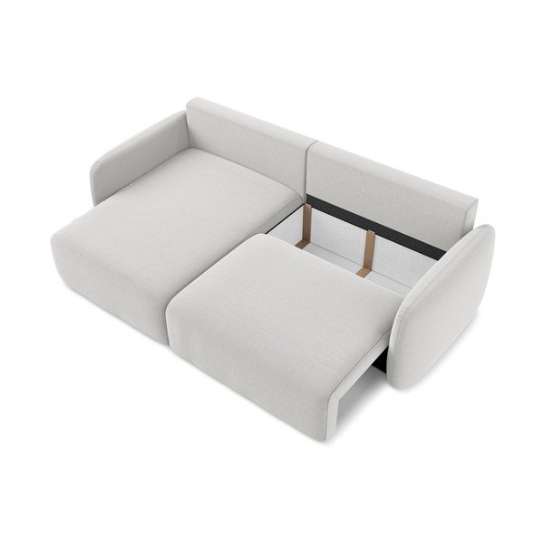 Svetlosivá zamatová rozkladacia/s úložným priestorom rohová pohovka (ľavý roh/s leňoškou) Kalena – Makamii-image-4