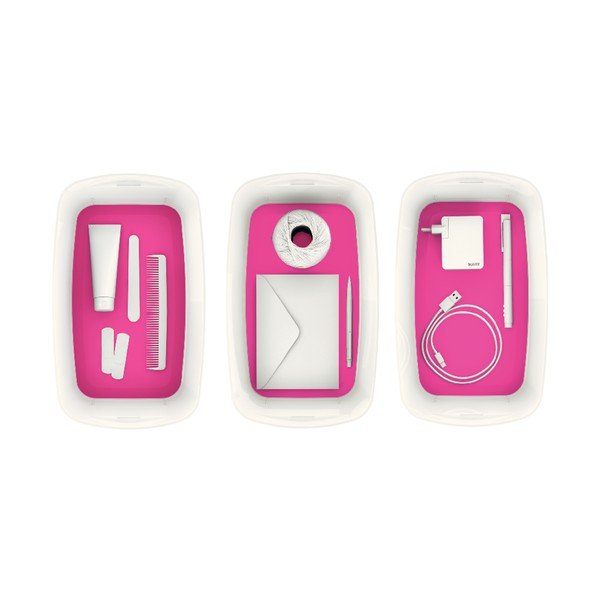 Bielo-ružová úložná škatuľa s vekom Leitz Office, objem 5 l-image-2