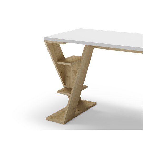 Pracovný stôl s bielou doskou 60x137 cm Butterfly – Marckeric-image-4