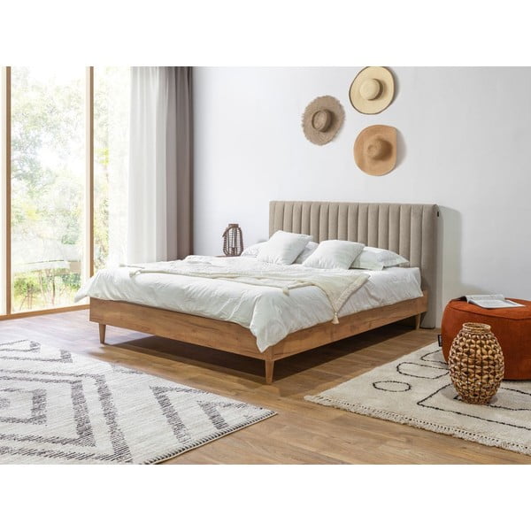 Béžová/prírodná dvojlôžková posteľ s roštom 180x200 cm Oceane – Bobochic Paris-image-1