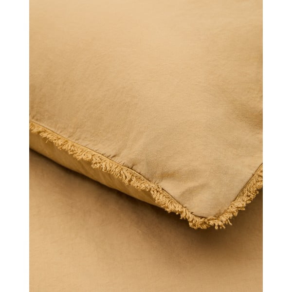 Obliečky na dvojlôžko/predĺžené z bavlneného perkálu v horčicovej farbe 260x240 cm Sifinia – Kave Home-image-4