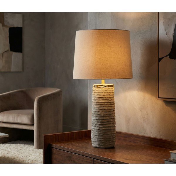 Svetlosivá/krémovobiela keramická stolová lampa s textilným tienidlom (výška  73 cm) Lima – Mauro Ferretti-image-1