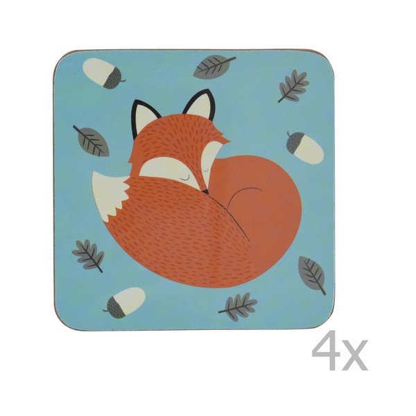 Sada 4 korkových podtáciek Rex London Rusty The Fox