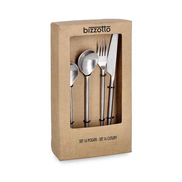Antikoro príbor 16 ks v striebornej farbe pre 4 osoby Bronte – Bizzotto-image-1