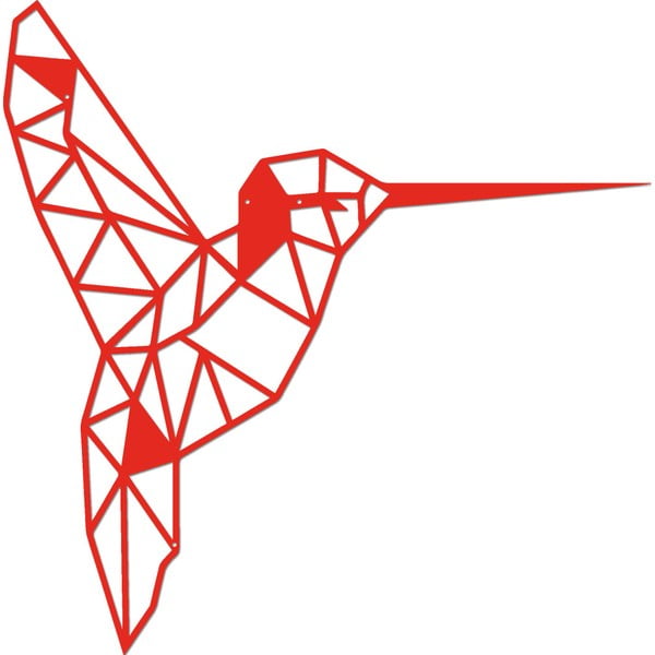 Červená kovová nástenná dekorácia Wall Decor Bird
