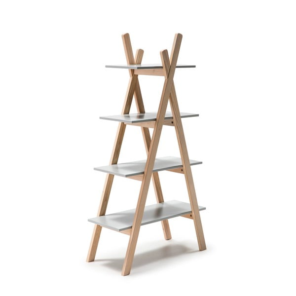 Detská knižnica so sivými policami s konštrukciou z borovicového dreva Marckeric Elisa