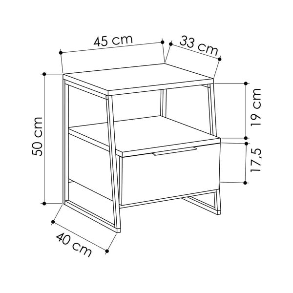 Nočný stolík s poličkami v prírodnej farbe Pal – Kalune Design-image-3