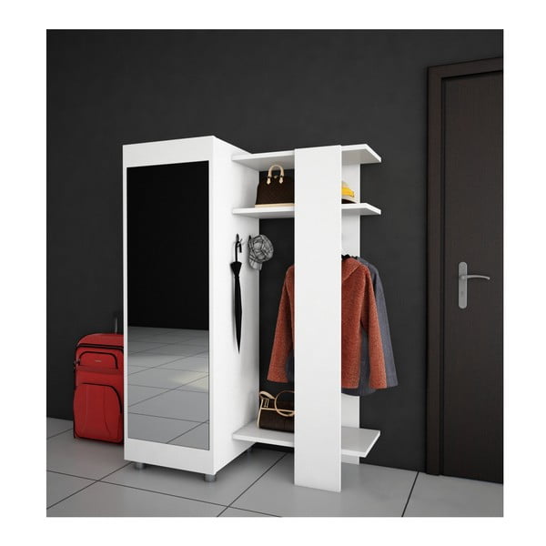 Biela šatníková skriňa so zrkadlom Antre-image-1