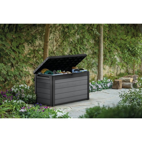 Tmavosivý plastový záhradný úložný box Cortina – Keter-image-1