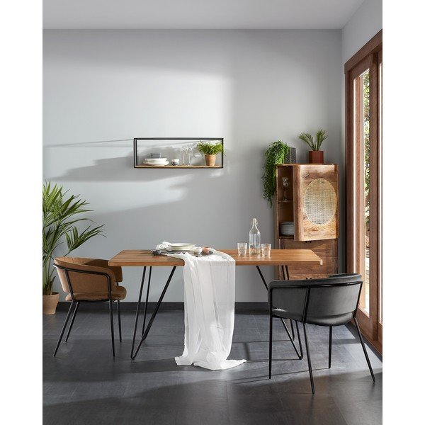 Čierna/v prírodnej farbe polica z jedlového dreva 90 cm Elisha – Kave Home-image-1