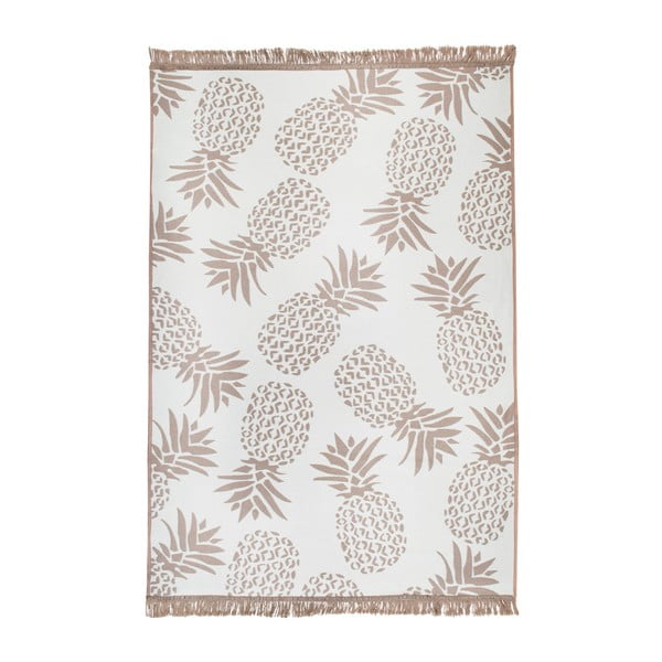 Béžovo-biely obojstranný koberec Pineapple, 140 × 215 cm