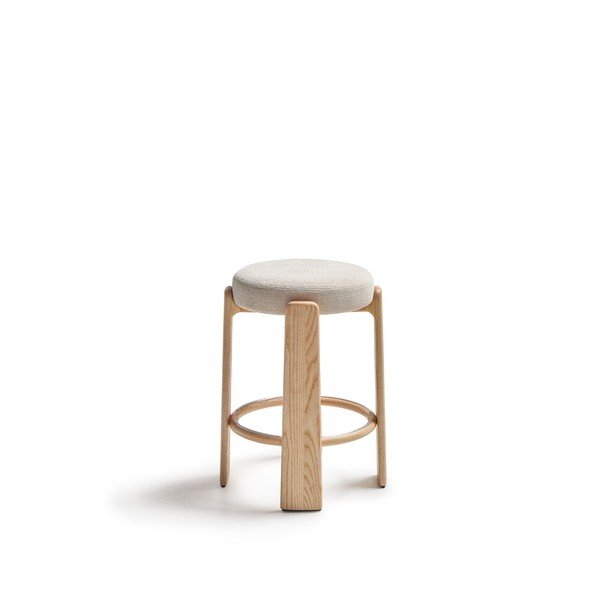 Béžová/v svetlo prírodnej farbe barová stolička z jaseňového dreva (výška sedadla 65 cm) Granite – Kave Home-image-2