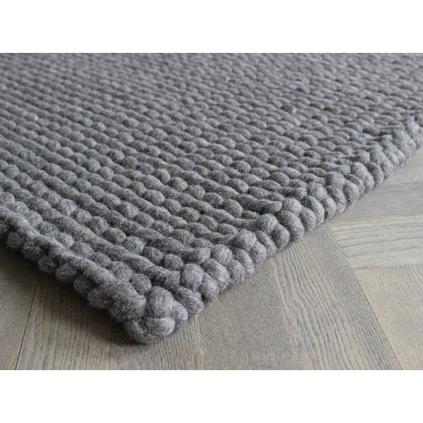 Orechovohnedý pletený vlnený koberec Wooldot Braided rugs, 170 x 240 cm