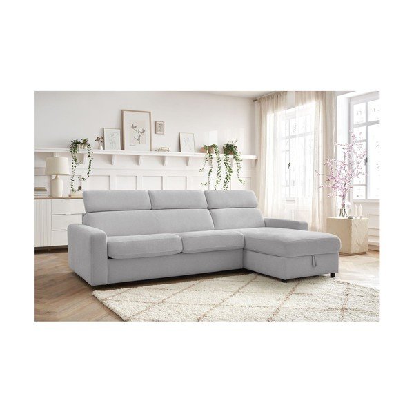 Svetlosivá rozkladacia rohová pohovka (variabilná) Monaco – Bobochic Paris-image-1