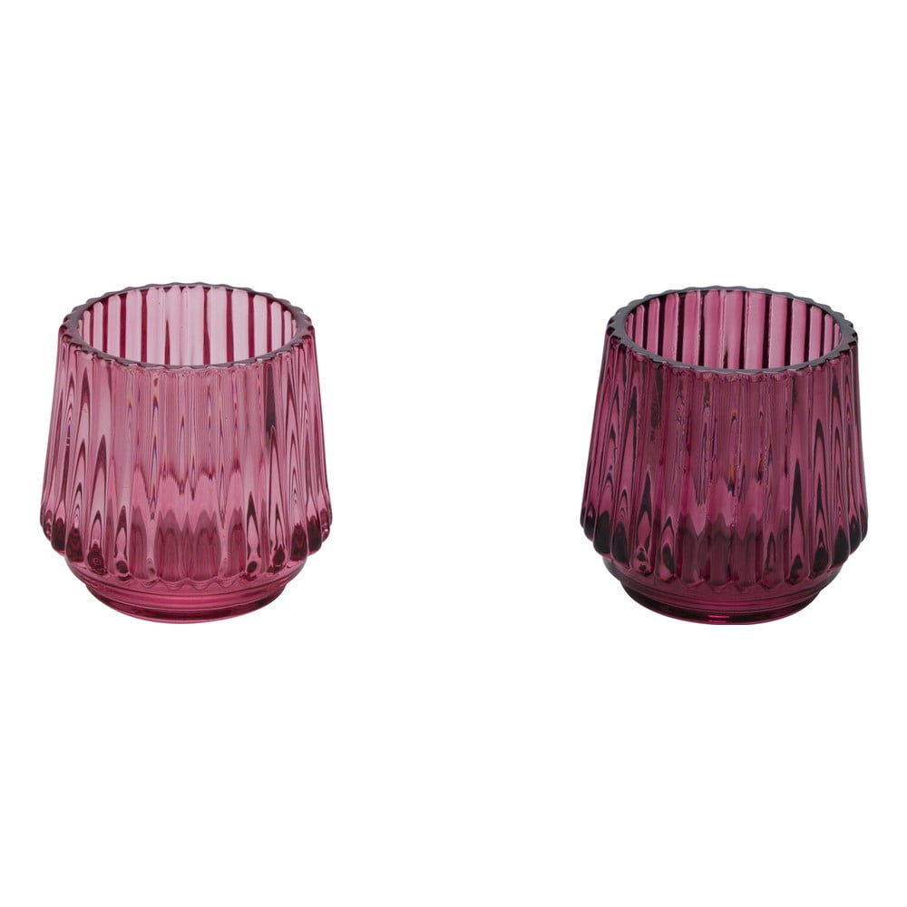 Súprava 2 ružových sklenených svietnikov na čajovú sviečku Ego Dekor, ø 7 cm