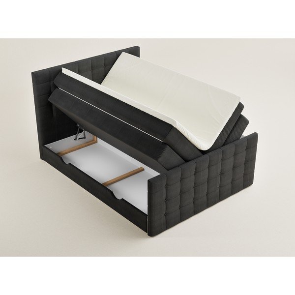 Antracitová boxspring posteľ s úložným priestorom 160x200 cm Tasca – Maison de Rêve-image-3