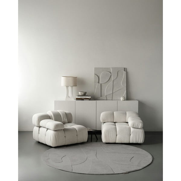 Sivý vlnený okrúhly koberec ø 133 cm Morphic Botanica – Agnella-image-1