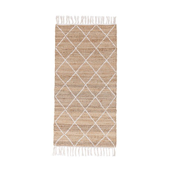 Biely/v prírodnej farbe ručne tkaný jutový koberec 70x140 cm Shaila – Bizzotto