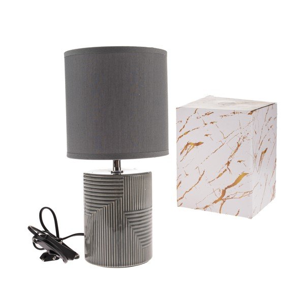 Sivá keramická stolová lampa s textilným tienidlom (výška  32,5 cm) Anita – Dakls-image-1