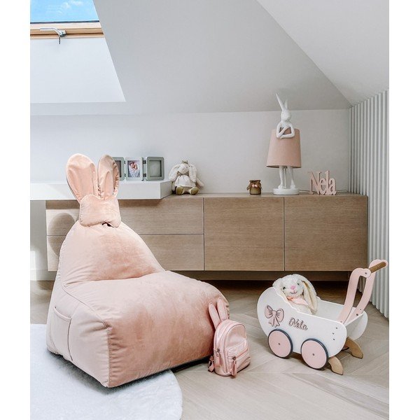 Svetloružový detský sedací vak Funny Bunny – The Brooklyn Kids-image-1