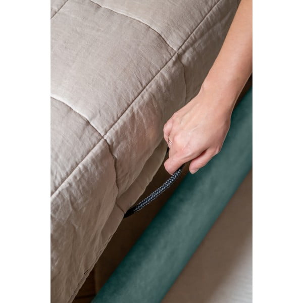 Tyrkysovomodrá čalúnená jednolôžková posteľ s úložným priestorom s roštom 90x200 cm Dreamy Aurora – Miuform-image-3