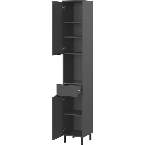 Antracitová vysoká/úzka kúpeľňová skrinka 30x190 cm Arcena – Germania-image-3