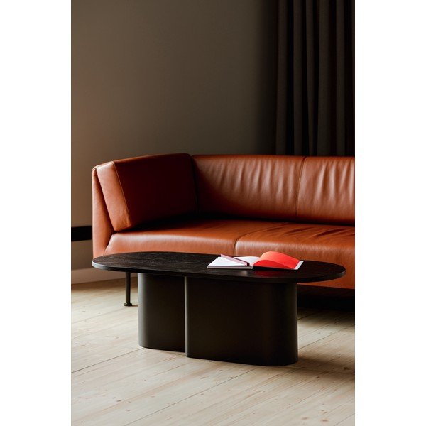 Čierny konferenčný stolík s doskou v dubovom dekore 50x115 cm Looi – noo.ma-image-1