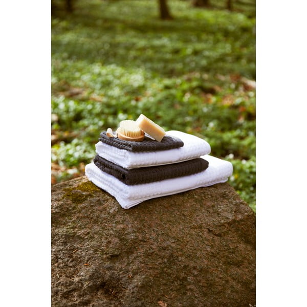 Tmavosivý froté uterák z Bio bavlny 30x30 cm Check – JUNA-image-1
