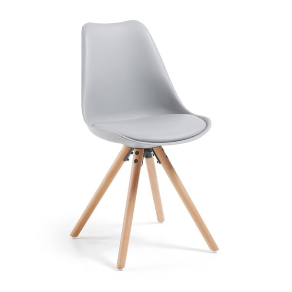 Sivá stolička s drevenou podnožou La Forma Lars