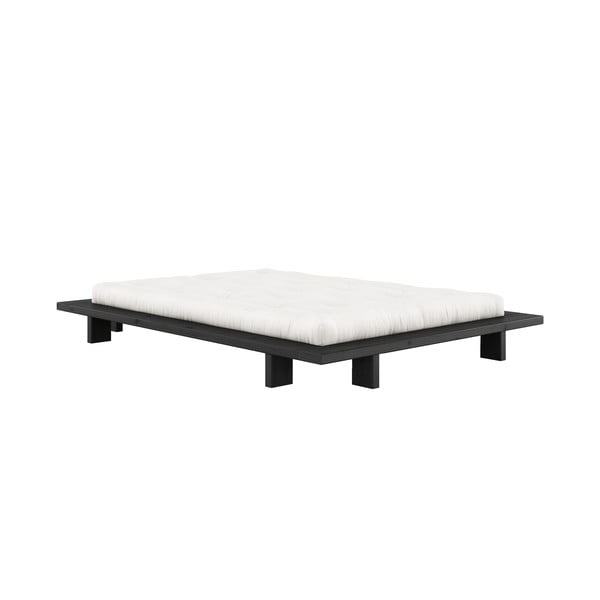 Čierna dvojlôžková posteľ z borovicového dreva s roštom 140x200 cm Japan - Karup Design-image-3