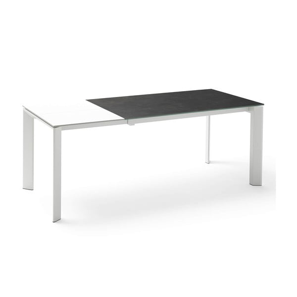 Bielo-čierny rozkladací jedálenský stôl sømcasa Lisa, dĺžka 140/200 cm