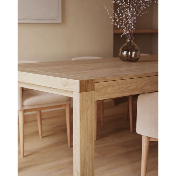 Rozkladací jedálenský stôl s prídavnou doskou v dekore duba 100x200 cm Briva – Kave Home-image-3