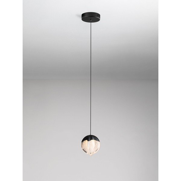 Matne čierne hliníkové LED závesné svietidlo so stmievačom so skleneným tienidlom ø 12 cm Alicia – Nova Luce-image-4