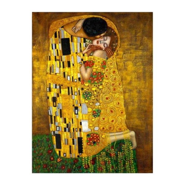Nástenná reprodukcia na plátne Gustav Klimt The Kiss, 30 × 40 cm