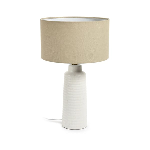 Biela stolová lampa s textilným tienidlom (výška 58 cm) Mijal - Kave Home