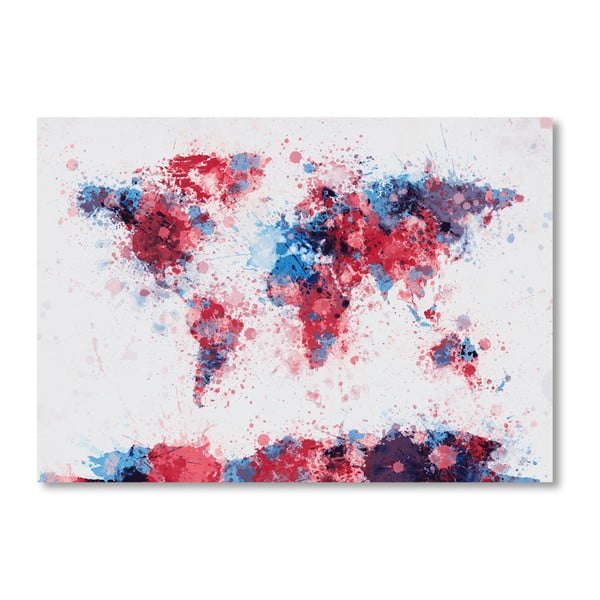 Plagát s modro-ružovou mapou sveta Americanflat Splash, 60  ×   42 cm