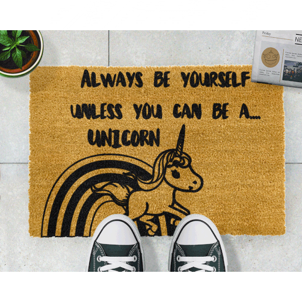 Rohožka z prírodného kokosového vlákna Artsy Doormats Unicorn, 40 x 60 cm-image-2