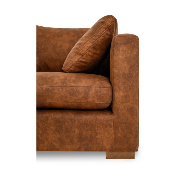 Koňakovohnedá rohová pohovka z imitácie kože (ľavý roh) Hamburg – Scandic-image-4