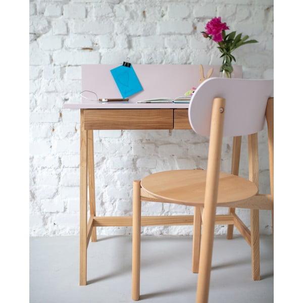 Sivý písací stôl s podnožím z jaseňového dreva Ragaba Luka, dĺžka 85 cm-image-4