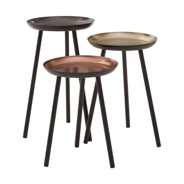 Sada 3 stolíkov s kovaným efektom Side Tables, 30 cm