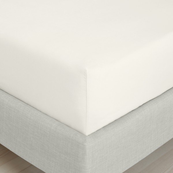 Krémovobiela napínacia plachta z bavlneného perkálu 90x190 cm Cotton Percale – Bianca-image-3