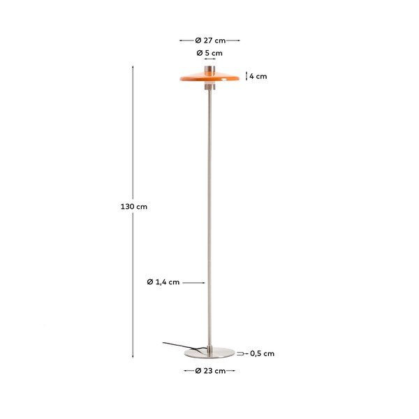 Oranžová stojacia lampa s kovovým tienidlom (výška  130 cm) Nuvira – Kave Home-image-4