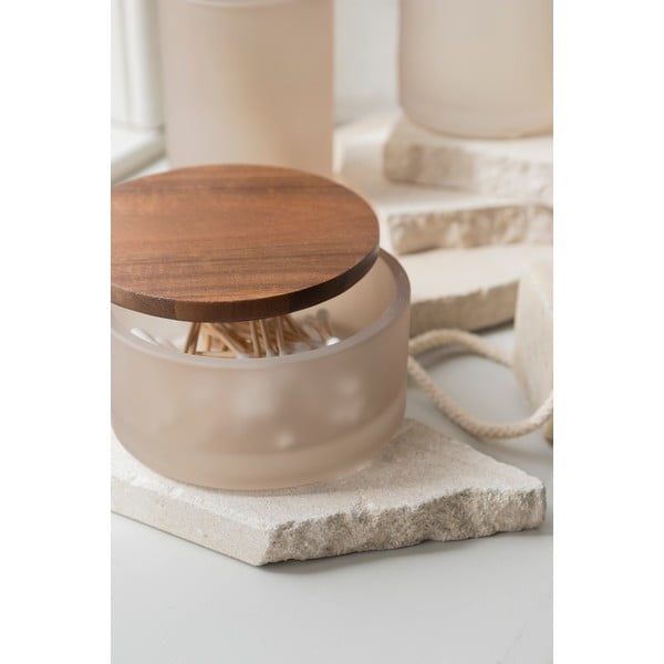 Béžový sklenený kúpeľňový organizér na vatové tampóny Modest – Mette Ditmer Denmark-image-1