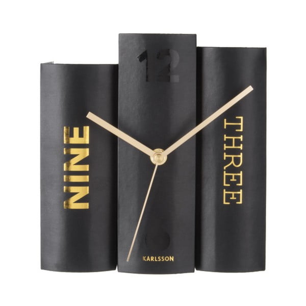 Čierne stolové hodiny v tvare kníh Karlsson-image-2