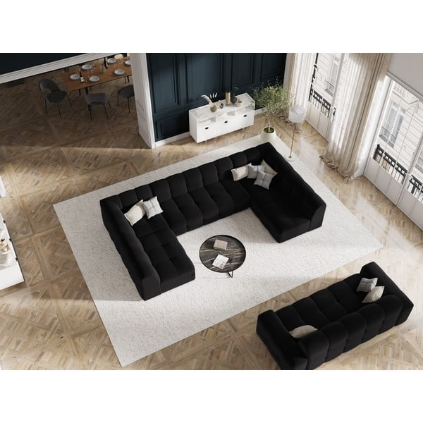 Čierna zamatová pohovka 222 cm Kendal - Micadoni Home-image-1