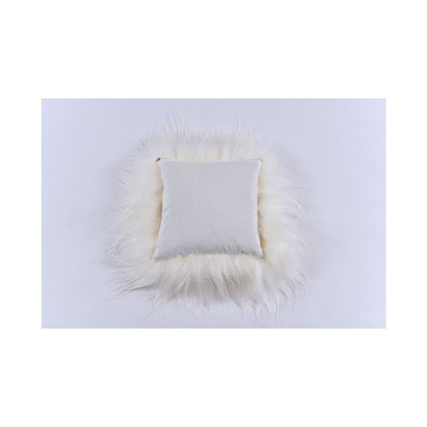 Biely kožušinový vankúš s dlhým vlasom Arctic Fur Rengo, 35 × 35 cm-image-2