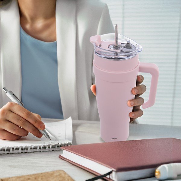 Ružový termo hrnček so slamkou 1,2 l Termo – Orion-image-1