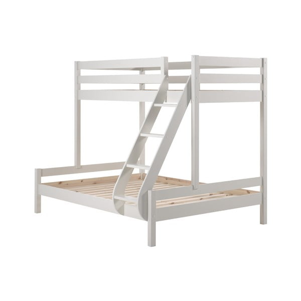 Biela poschodová detská posteľ z borovicového dreva 140x200/90x200 cm Pino Martin – Vipack