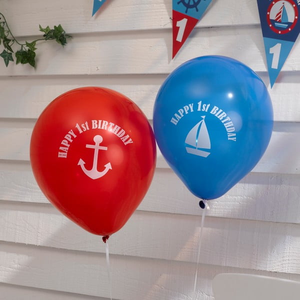 Sada 8 nafukovacích balónikov Neviti Ahoy There 1st Birthday
